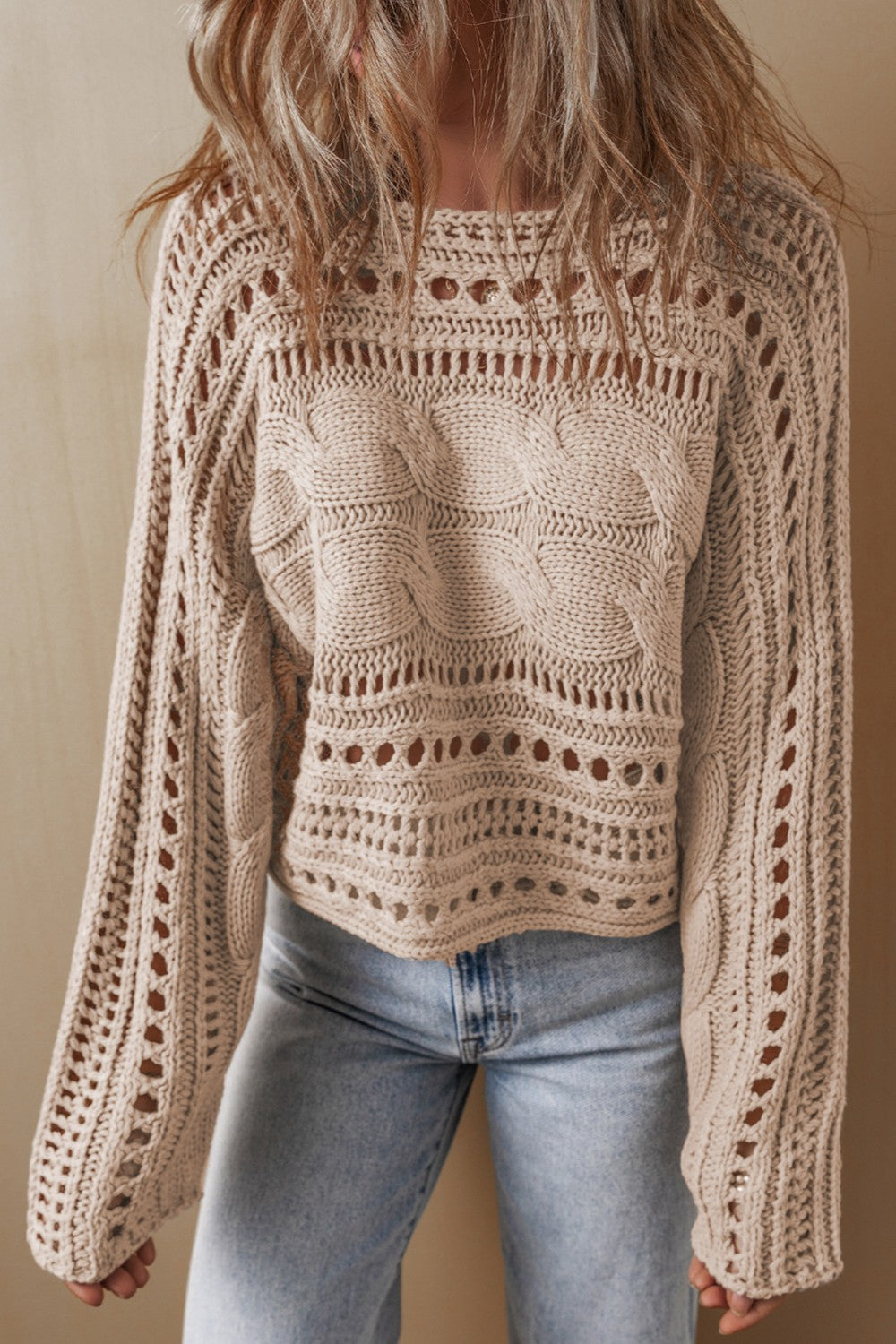 Cable-Knit Openwork Long