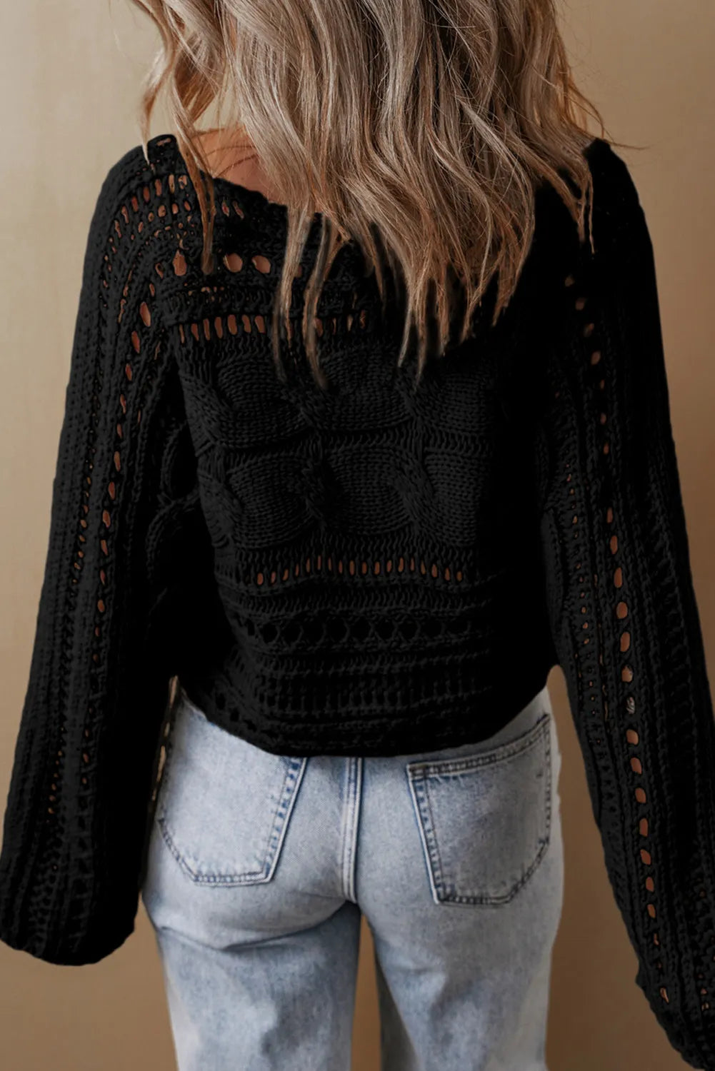 Cable-Knit Openwork Long