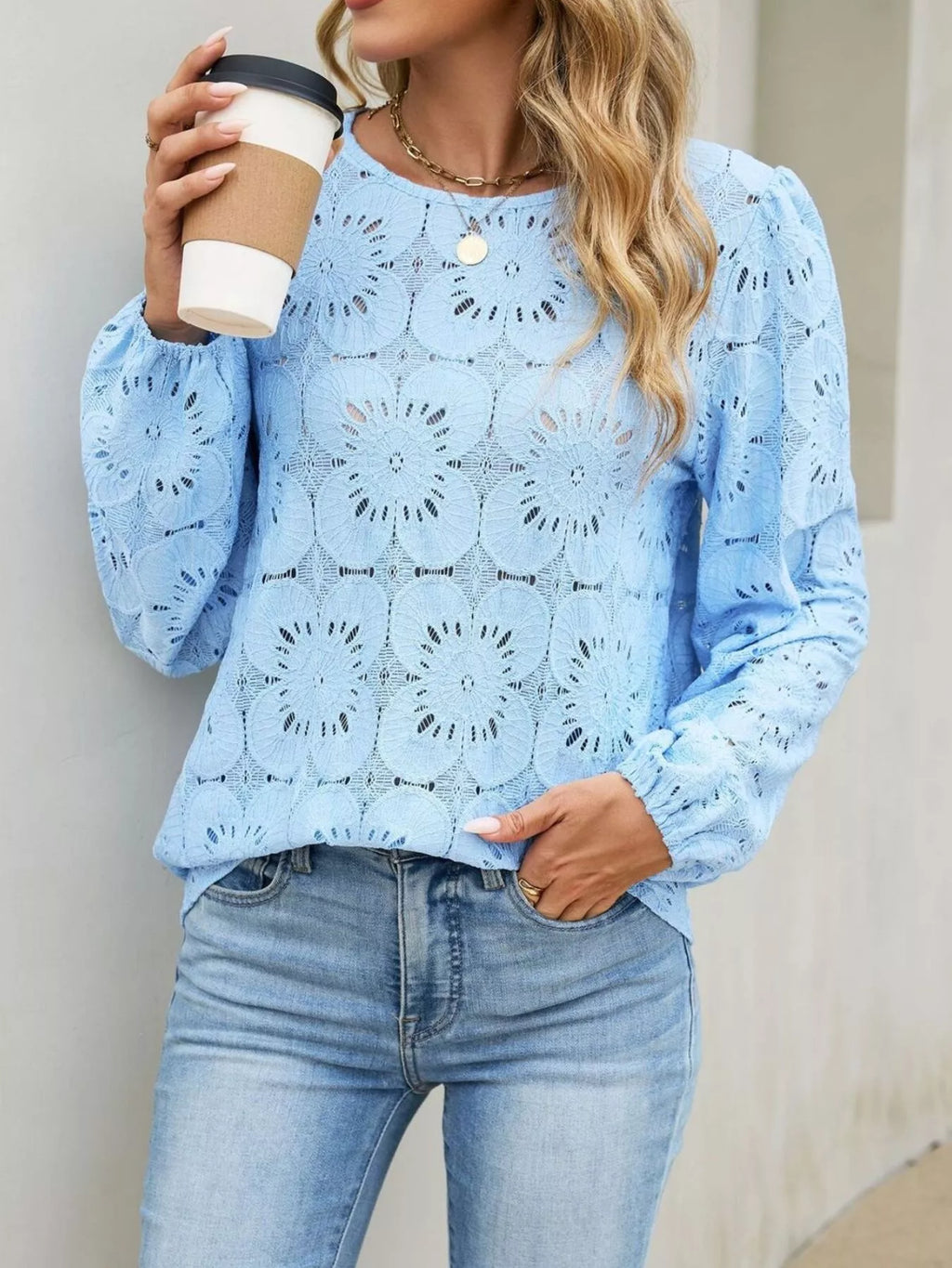 Floral Eyelet Lace Blouse