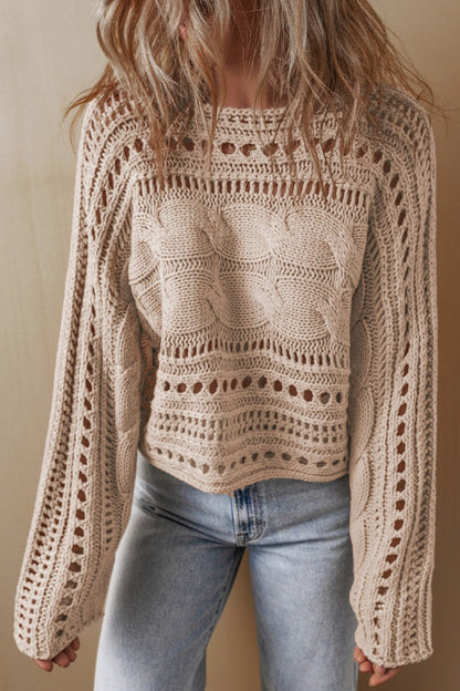 Cable-Knit Openwork Long