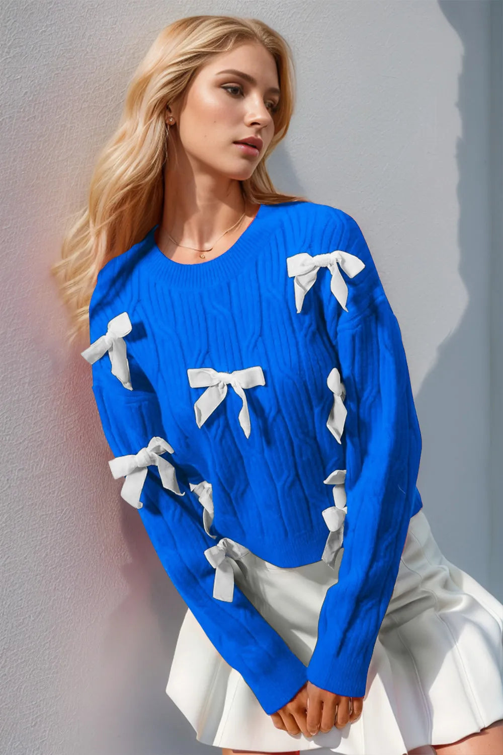 Bow Cable-Knit Sweater