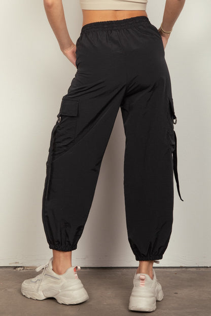 VERY J Elastic Waist Woven Cargo Pants 