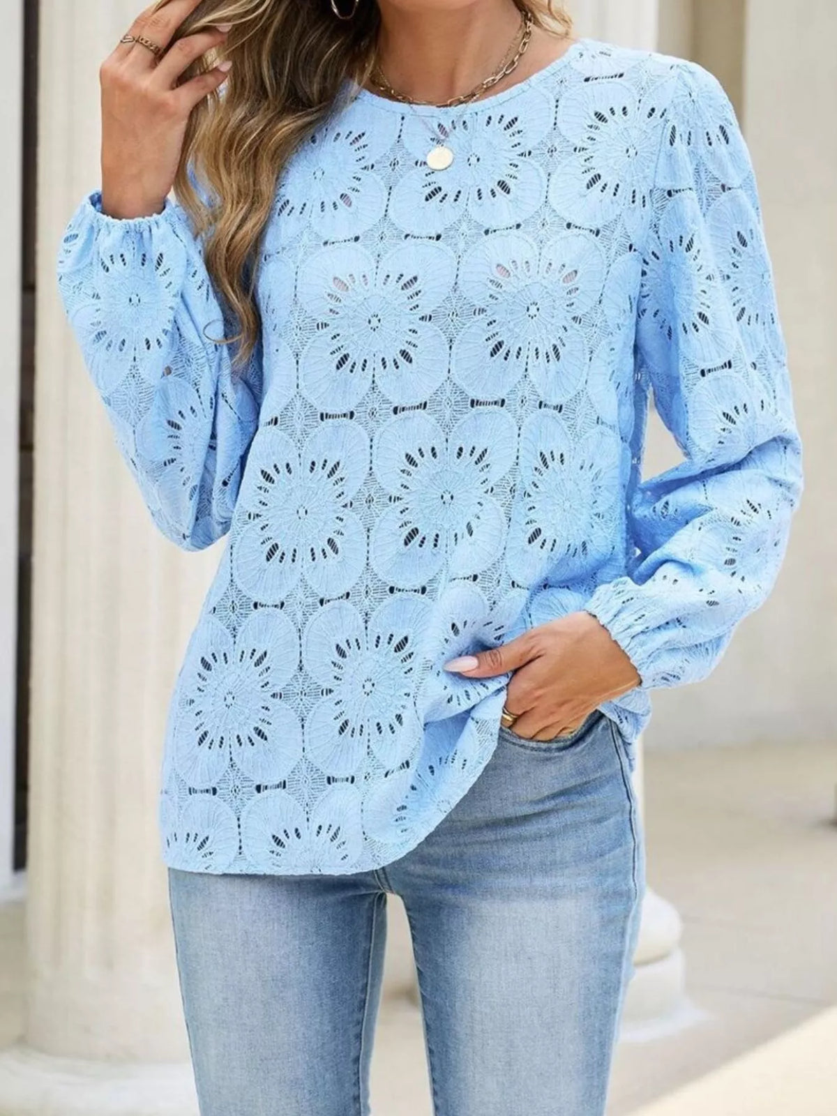 Floral Eyelet Lace Blouse