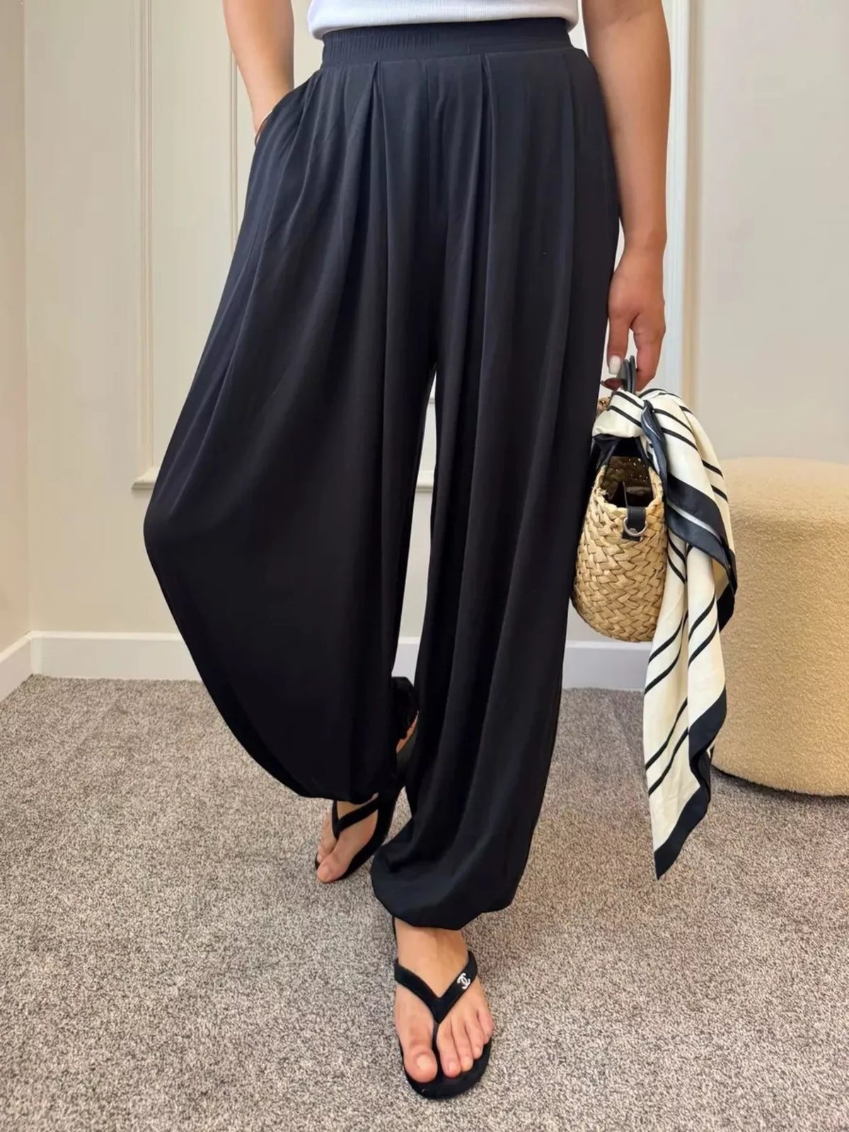 High-Waisted Wide-Leg Trousers