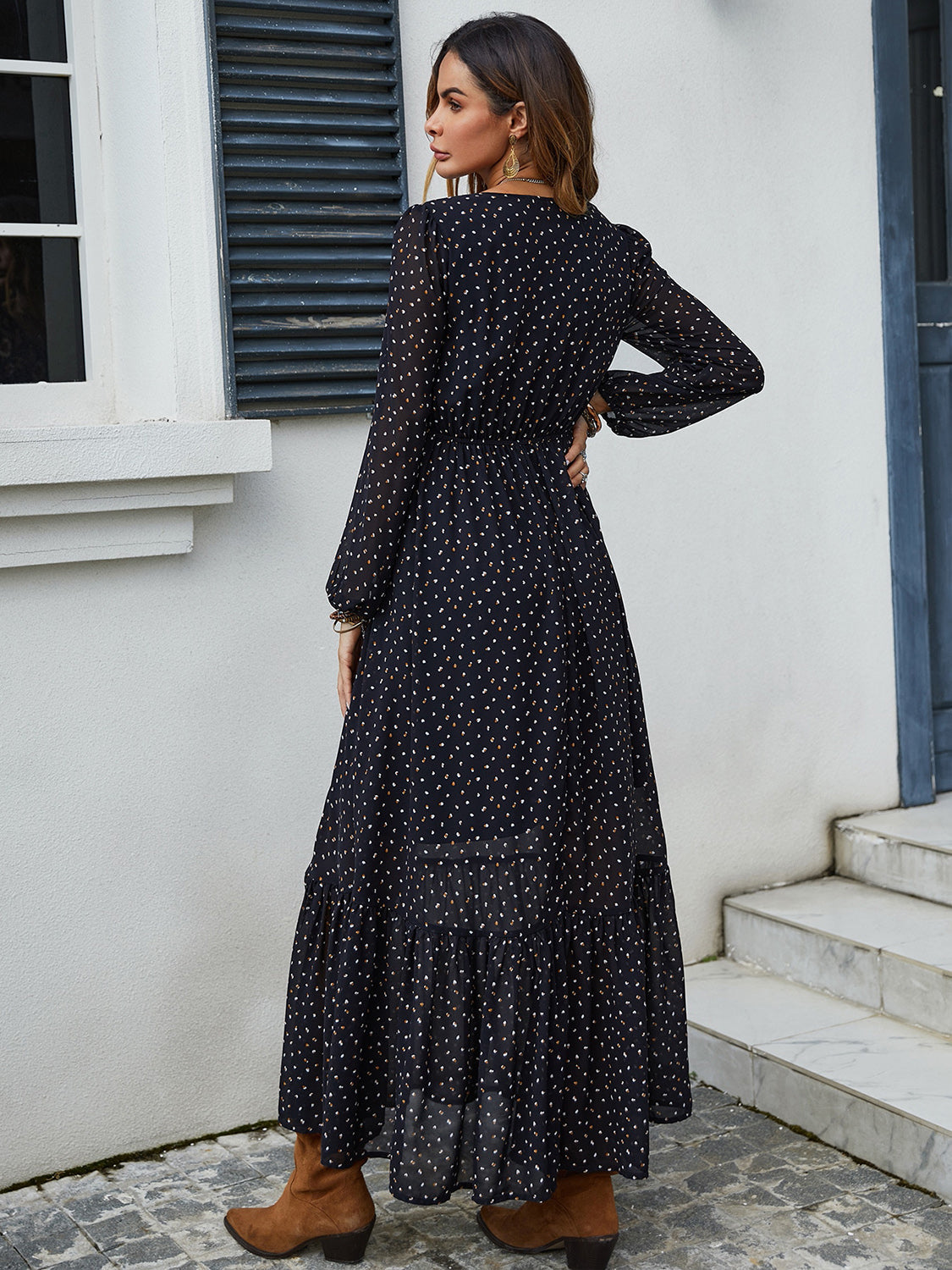 Embroidered V-Neck Long