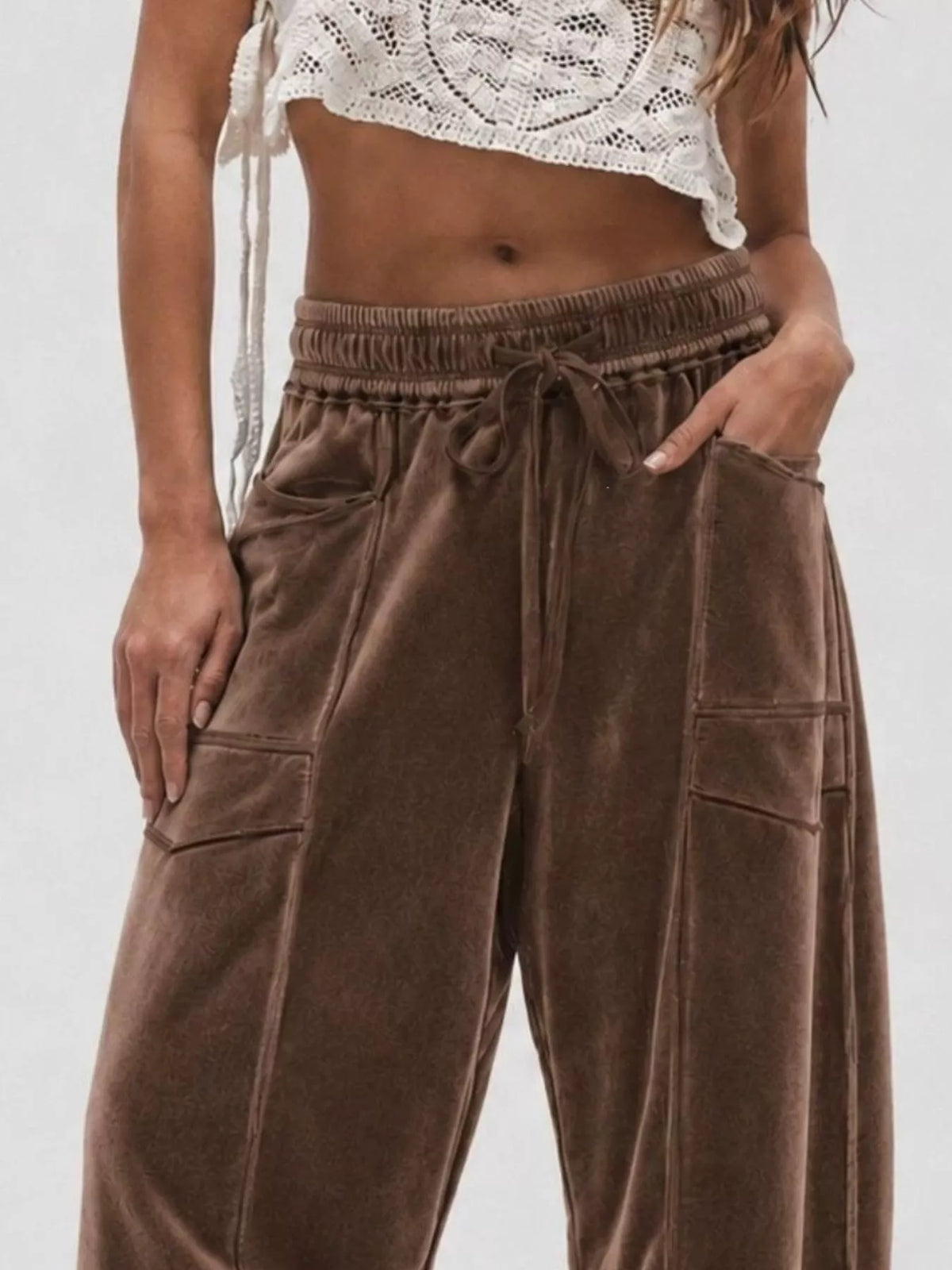 Velvet Wide-Leg Pants