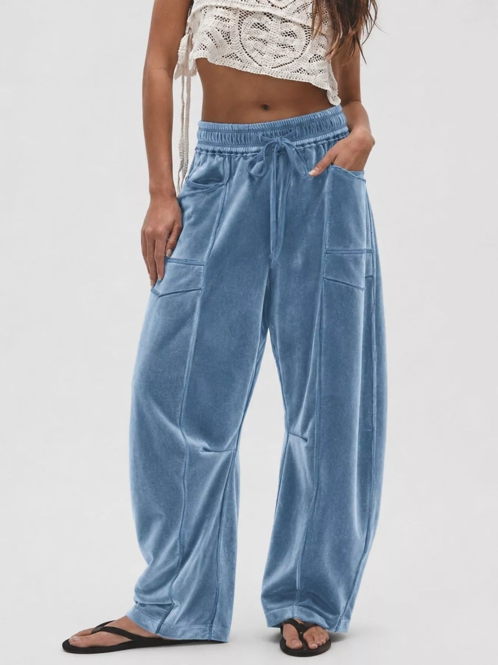 Velvet Wide-Leg Pants