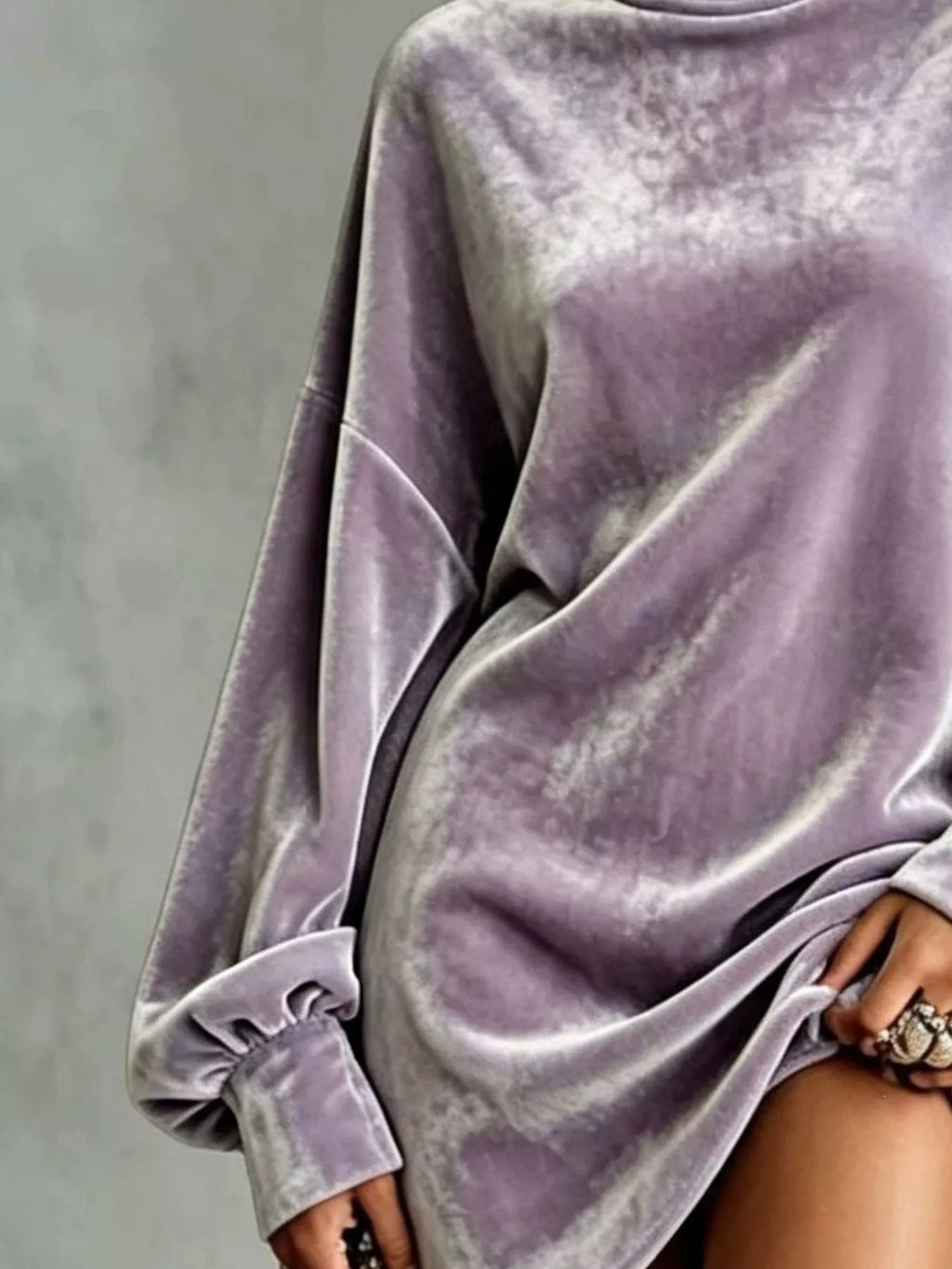 Mock Neck Velvet Mini Dress