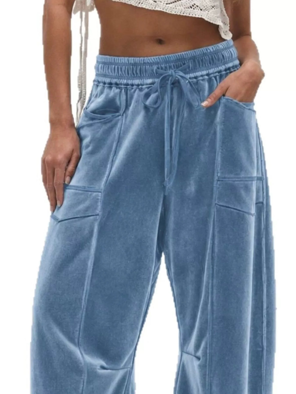 Velvet Wide-Leg Pants