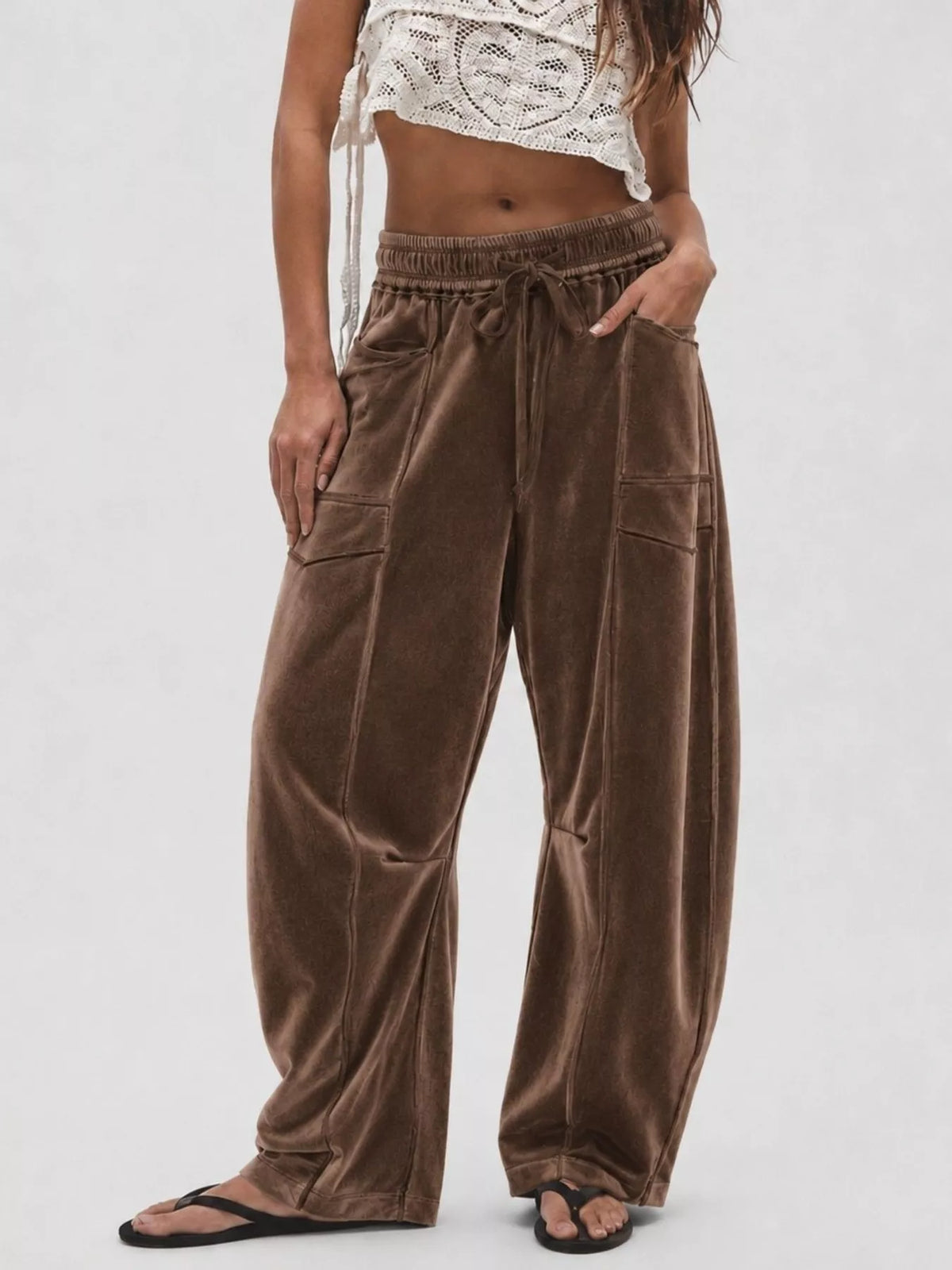 Velvet Wide-Leg Pants