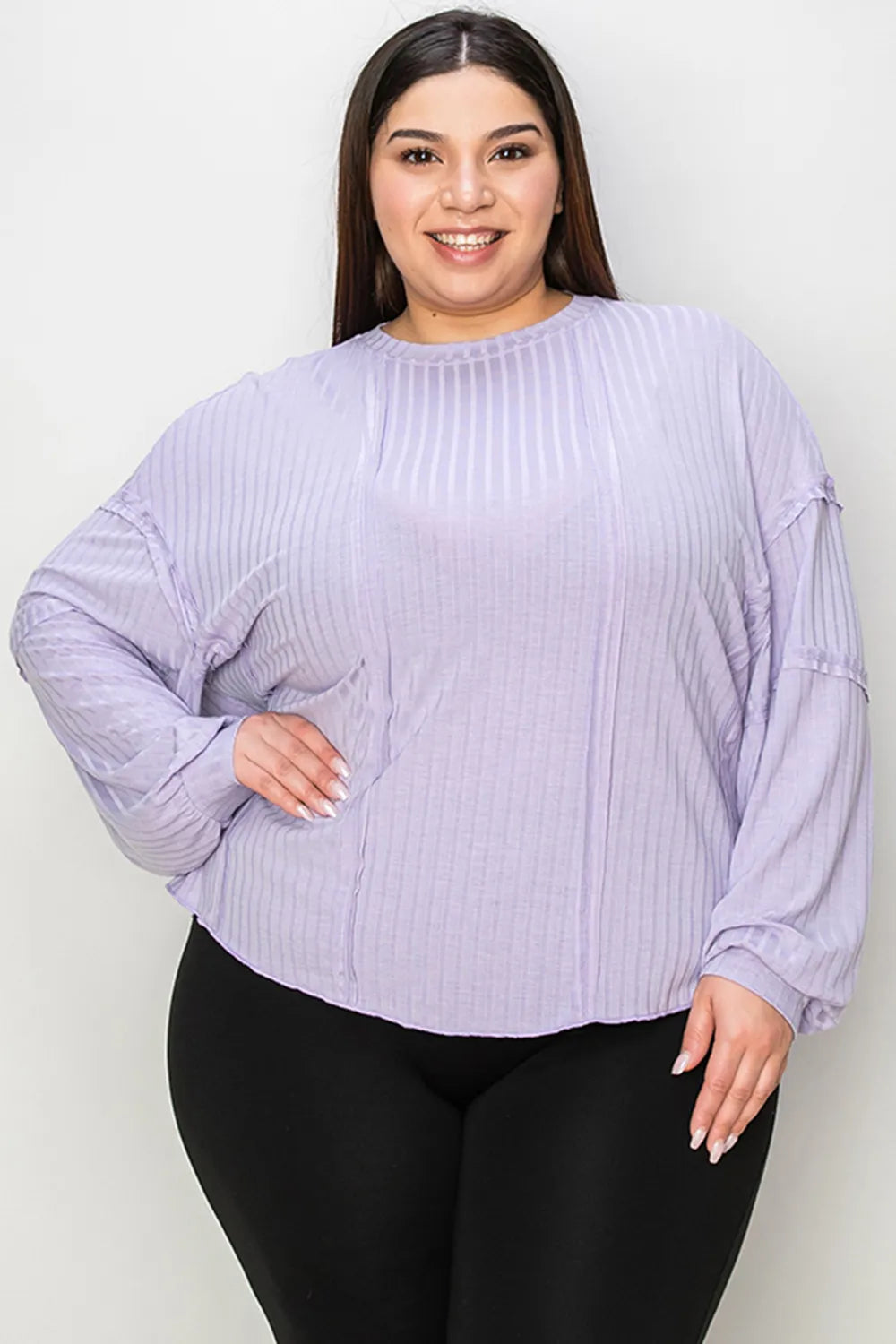Ribbed Long Sleeve Crew Neck Tee