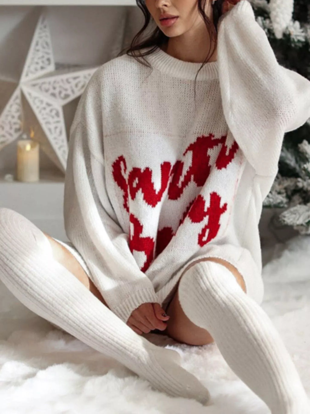 Christmas Letter Oversized Sweater Dress