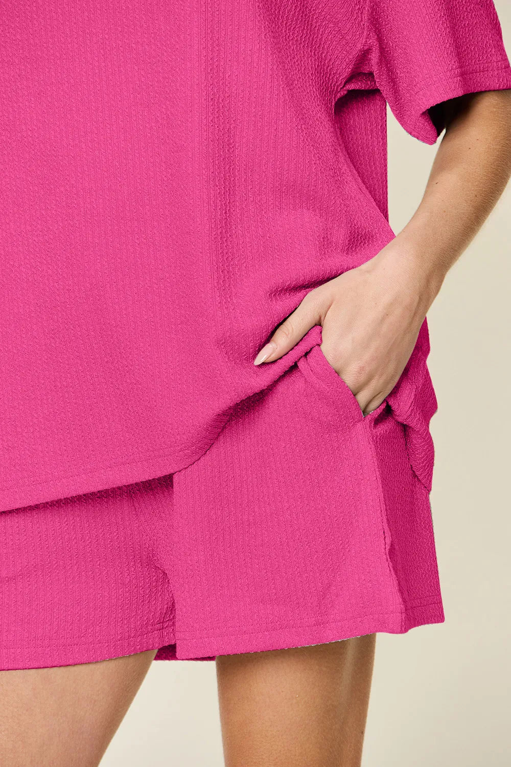 Solid Round Neck Two-Piece Set