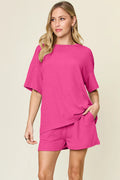Solid Round Neck Two-Piece Set