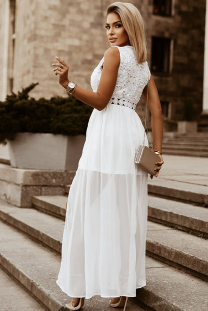 Slit Lace Detail V-Neck Dress 