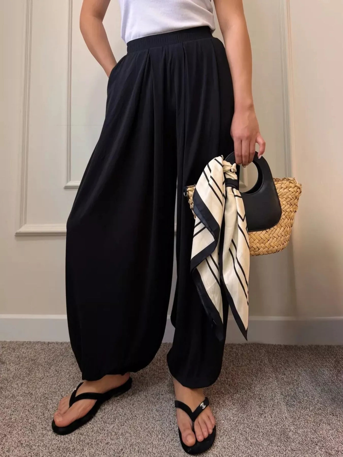 High-Waisted Wide-Leg Trousers