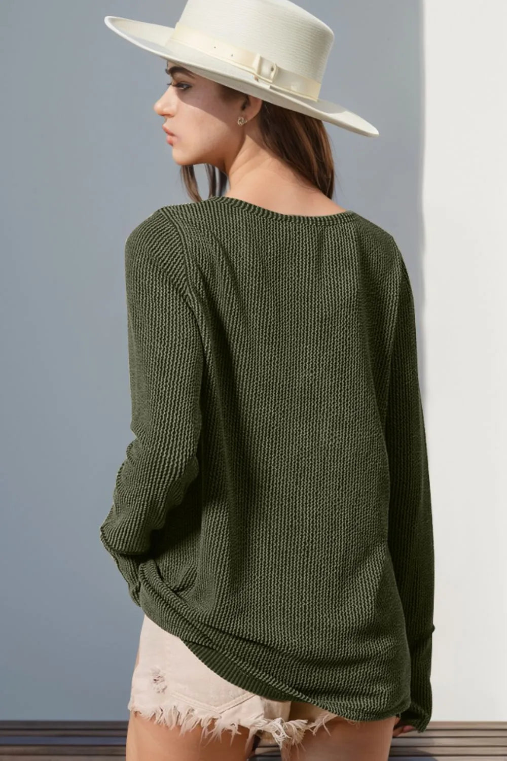 Notched Thumbhole Long Sleeve Tee