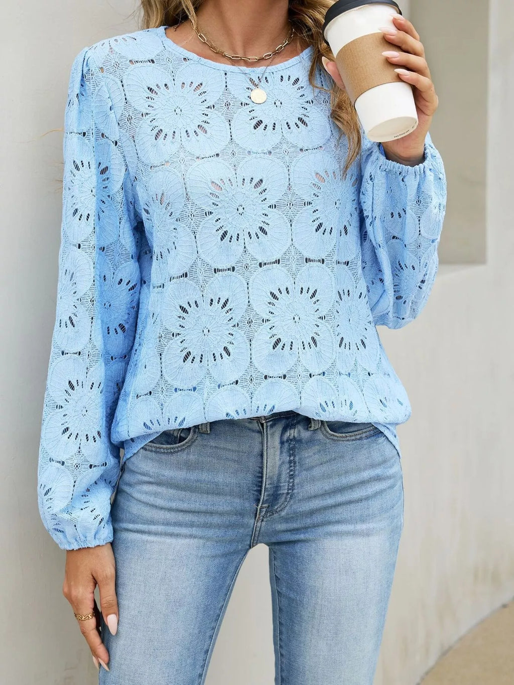 Floral Eyelet Lace Blouse