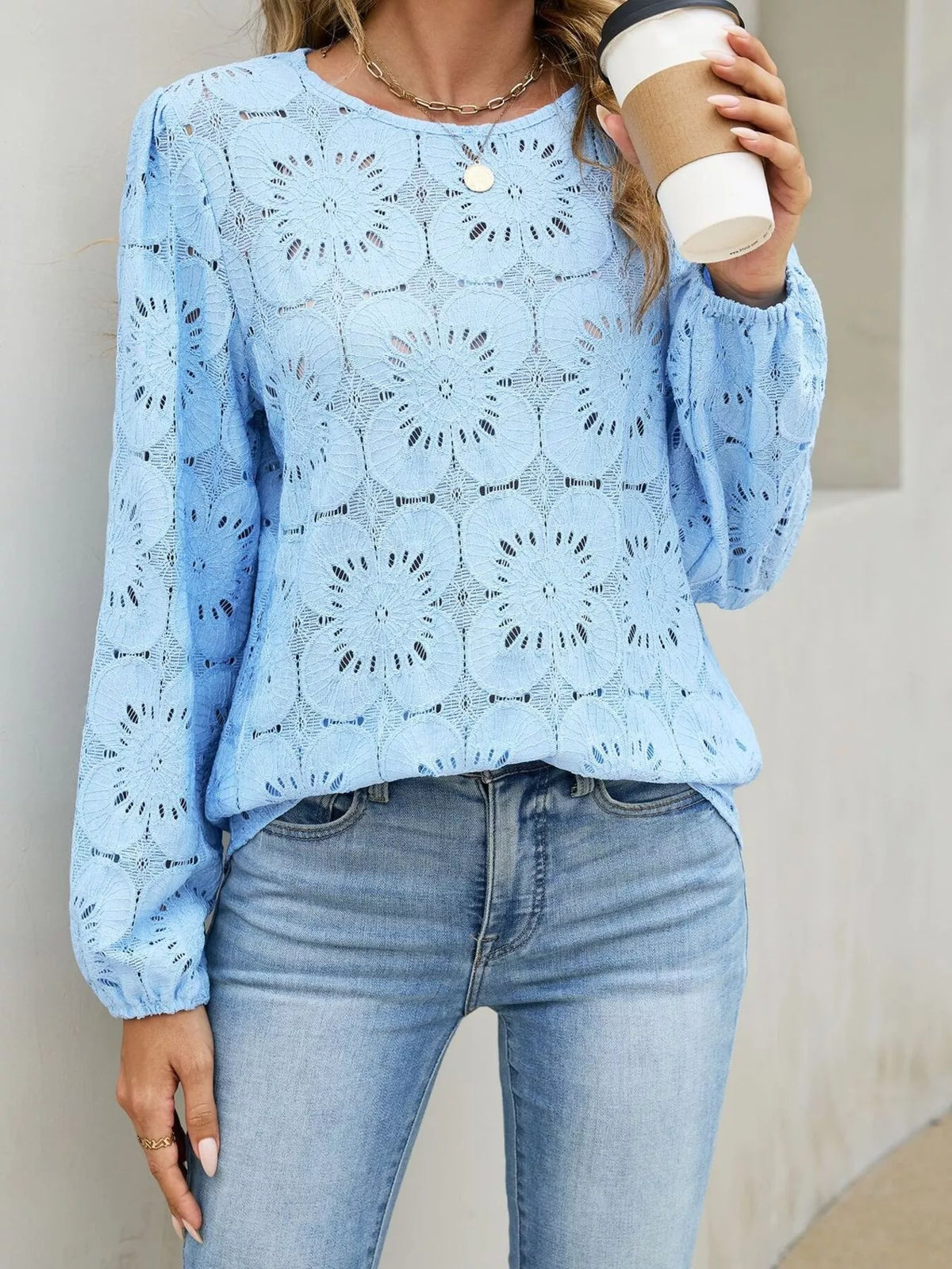 Floral Eyelet Lace Blouse