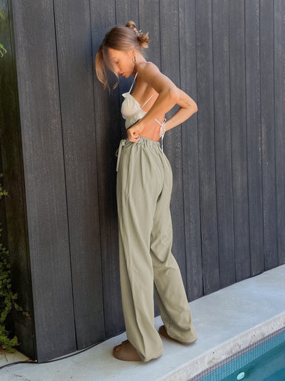 Tied High Waist Wide Leg Pants 