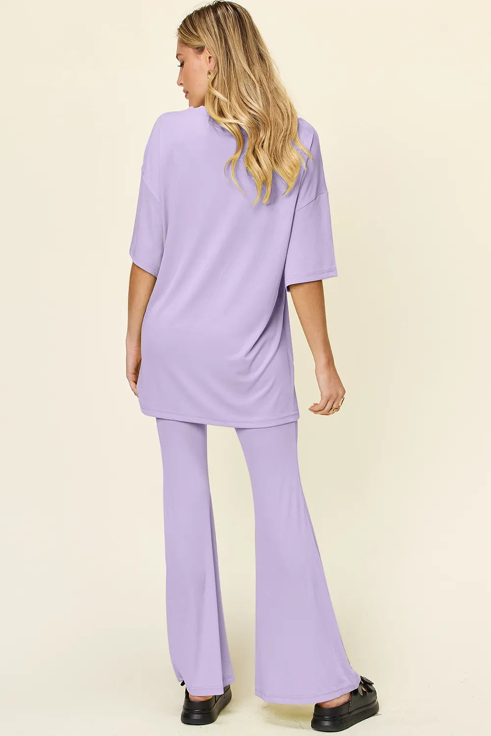 Drop Shoulder Tee & Flare Pants Set
