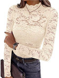 Mock Neck Floral Lace Blouse